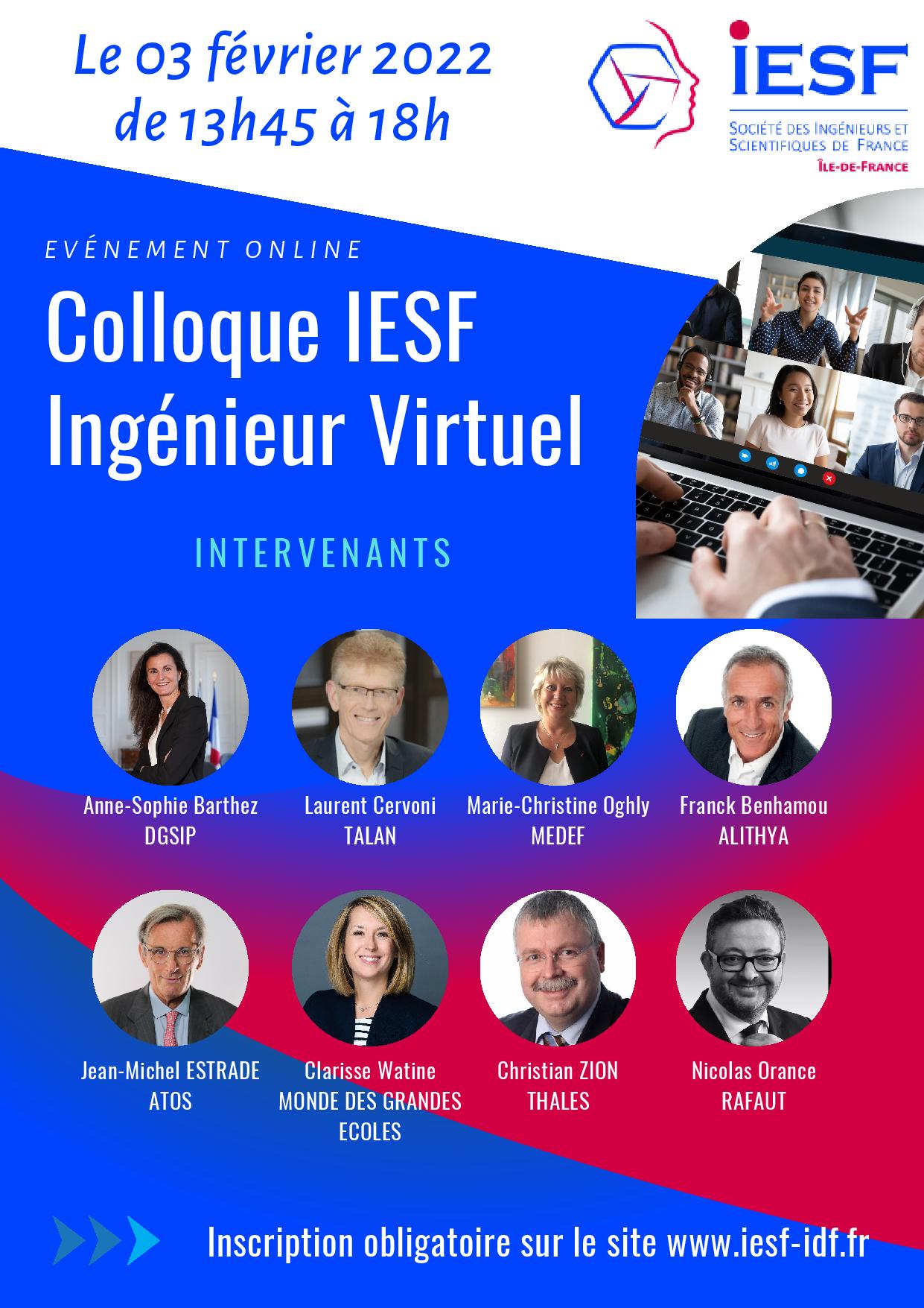 Accéder au Replay du colloque IESF-IdF Ingénieur Virtuel du 3 février 2022