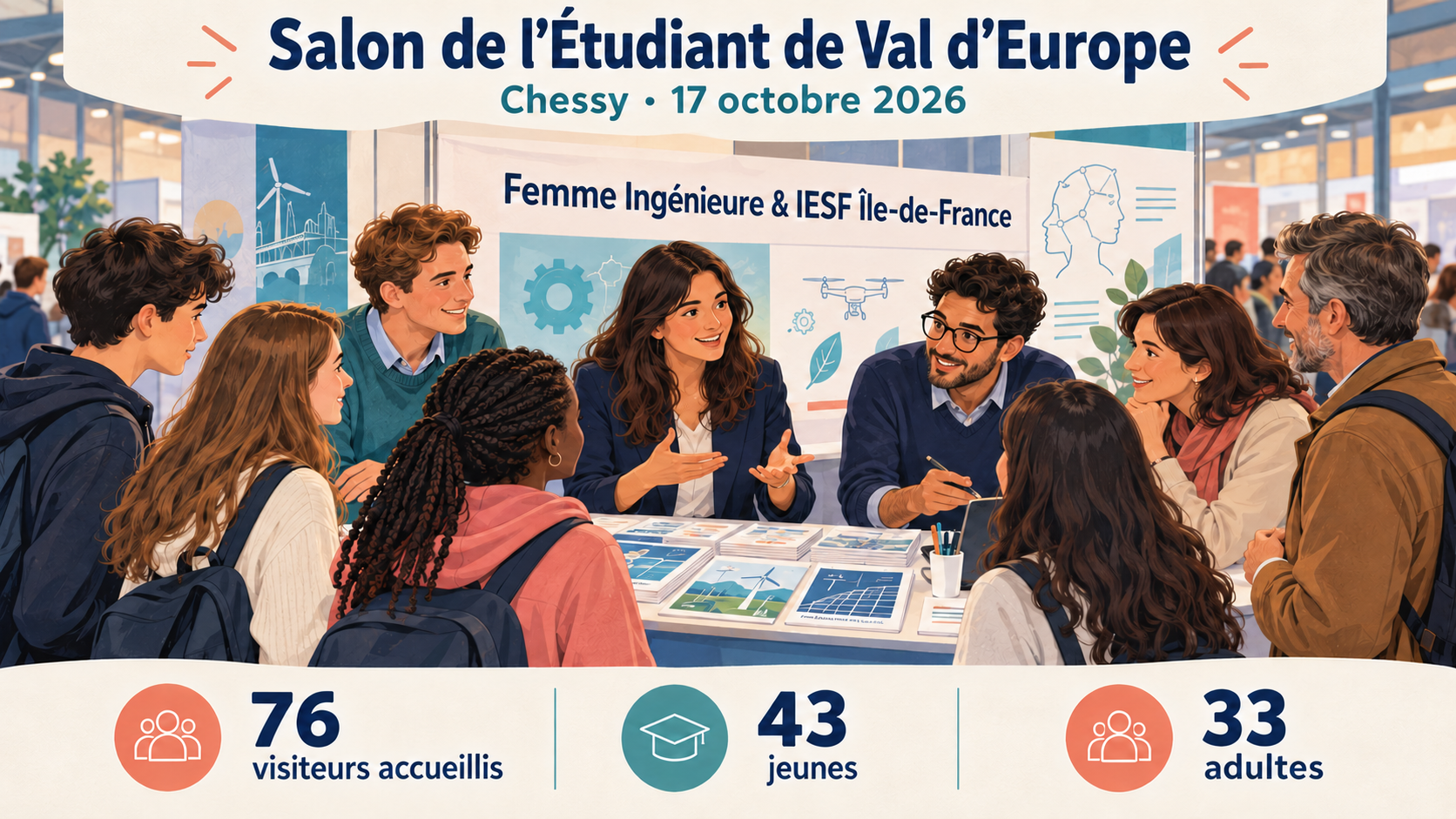 Salon de l��tudiant de Val d�Europe : 76 visiteurs accueillis sur le stand d�IESF �le-de-France avec le renfort de l'Association Femme Ing�nieure